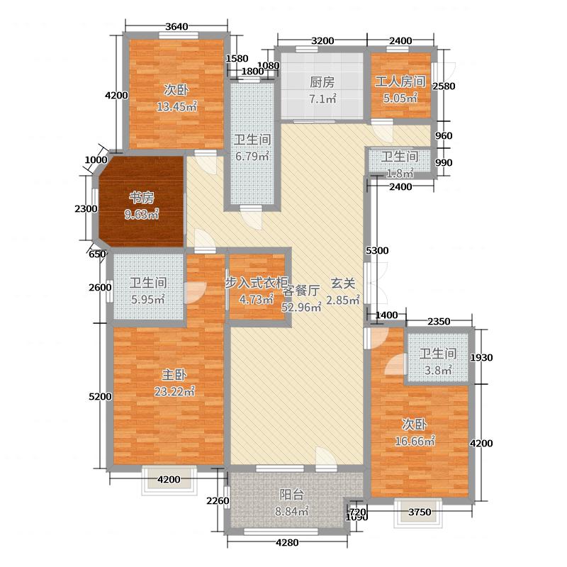 百岛绿城4室2厅4卫1厨219㎡户型图