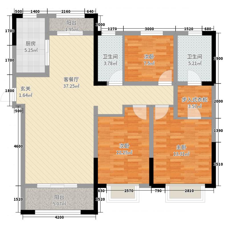 保利西悦春天3室2厅2卫1厨137㎡户型图