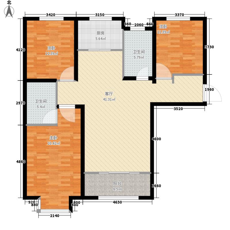 明瀚花香城3室1厅2卫1厨152㎡户型图