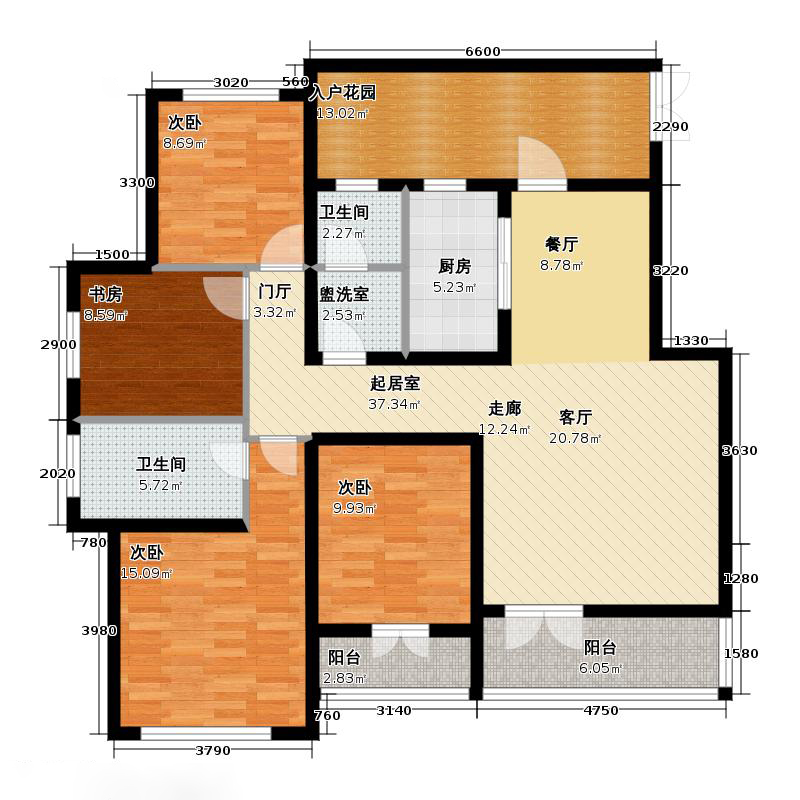 天下锦程4室3厅2卫1厨136㎡户型图