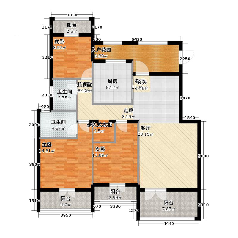 天下锦程3室3厅2卫1厨138㎡户型图