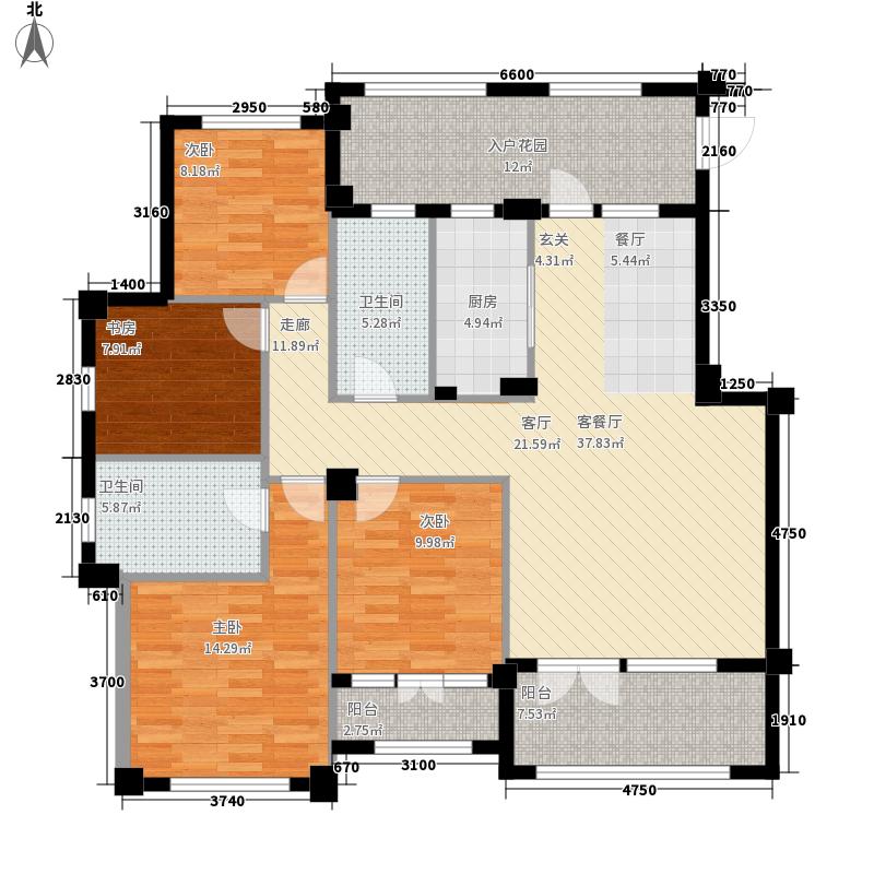 天下锦程4室1厅2卫1厨165㎡户型图