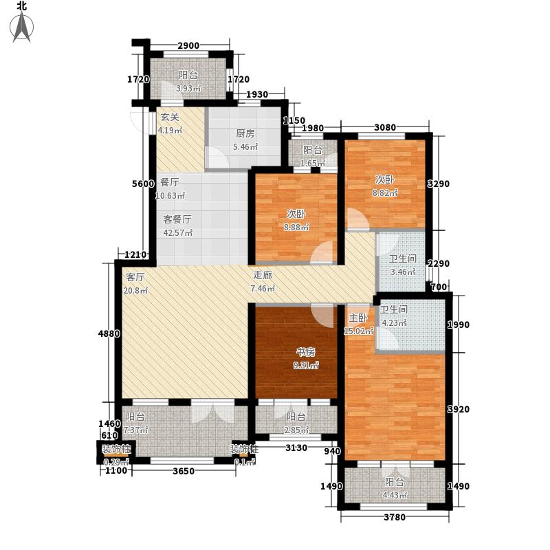 天下锦程4室1厅2卫1厨171㎡户型图