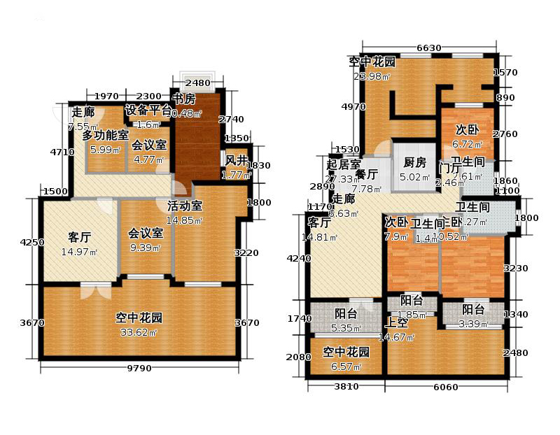 天下锦程4室3厅3卫1厨226㎡户型图