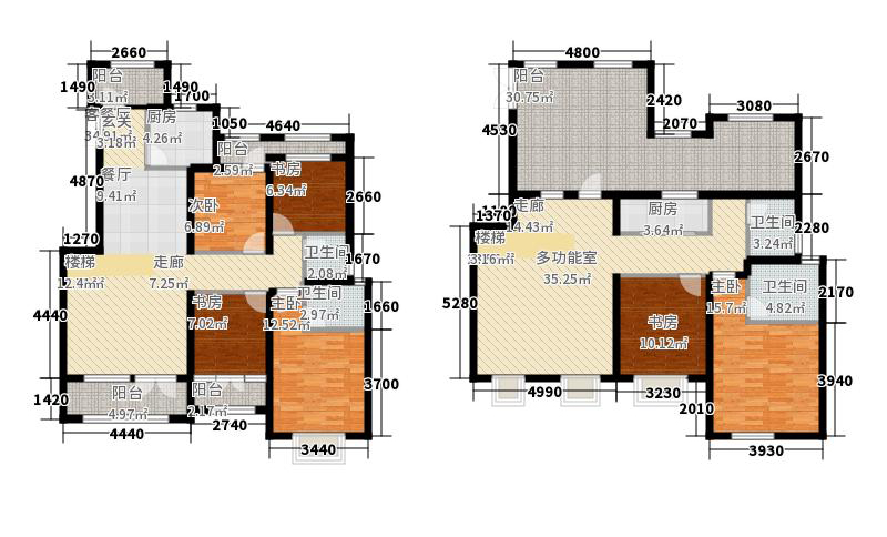 天下锦程6室1厅4卫2厨277㎡户型图