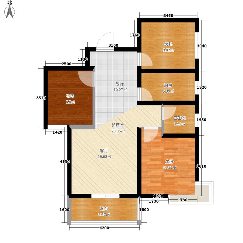 同祥城3室2厅1卫1厨104㎡户型图