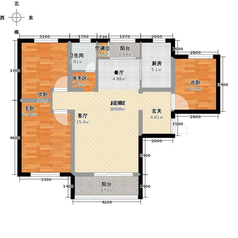 天宁小筑3室2厅1卫1厨117㎡户型图