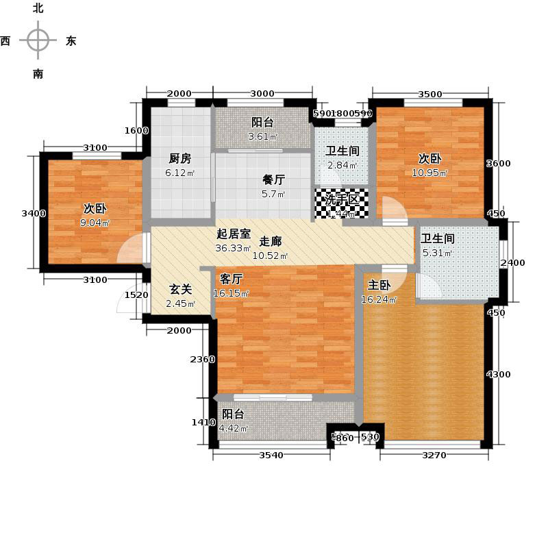 天宁小筑3室2厅2卫1厨138㎡户型图