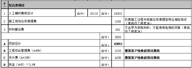 正规装修报价单