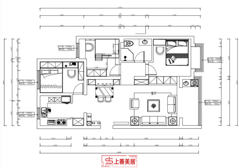 蓝郡绿都/107㎡/现代