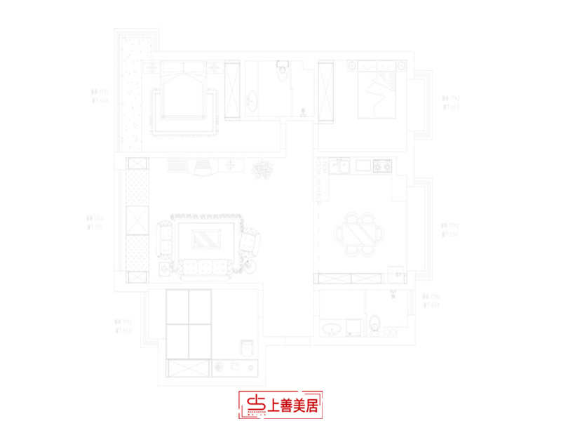 祥云国际130平美式平面布局图