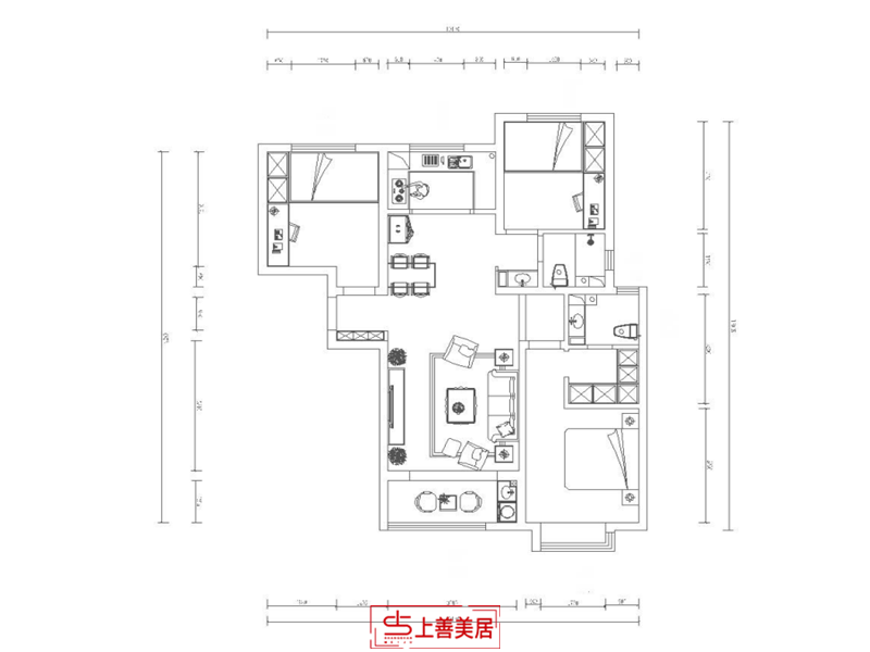 荣盛城130平现代风格装修效果图