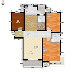 天玺名著3室0厅2卫1厨137.00㎡户型图_副本