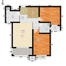 天玺名著2室0厅1卫1厨124.00㎡户型图_副本