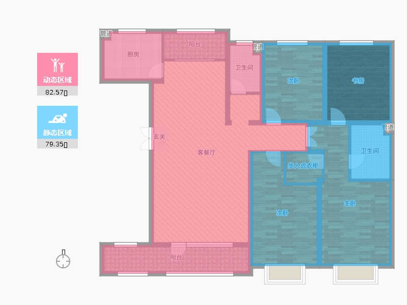 瀚唐4室2厅2卫1厨200.00㎡动静分区图