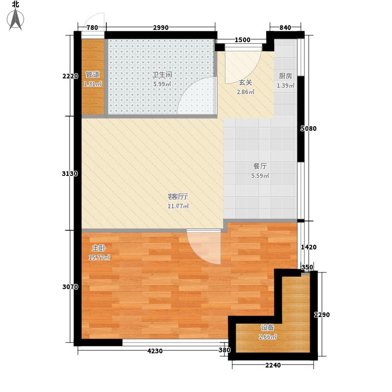 林荫大院1室1厅1卫1厨53㎡户型图