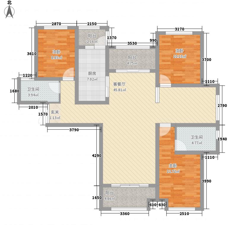 奥北公元3室1厅2卫1厨152㎡户型图