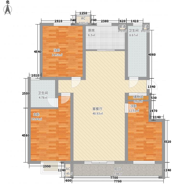 汉嘉海语城3室1厅2卫1厨159㎡户型图