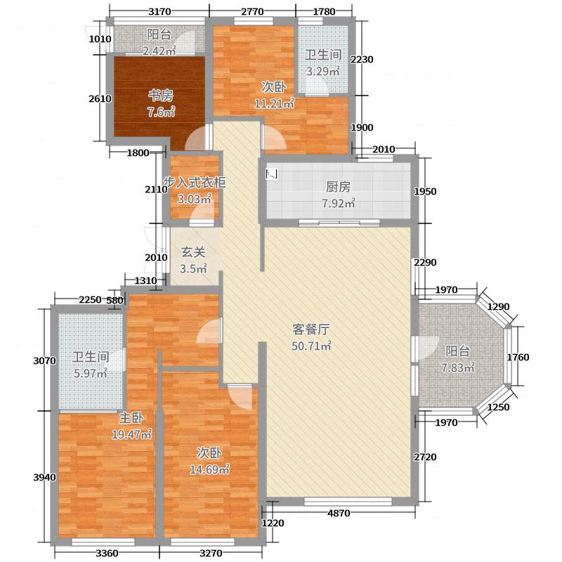 天山九峯4室2厅2卫1厨175.00㎡户型图