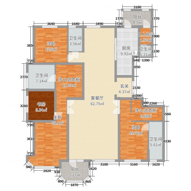 天山九峯4室2厅4卫1厨213㎡户型图