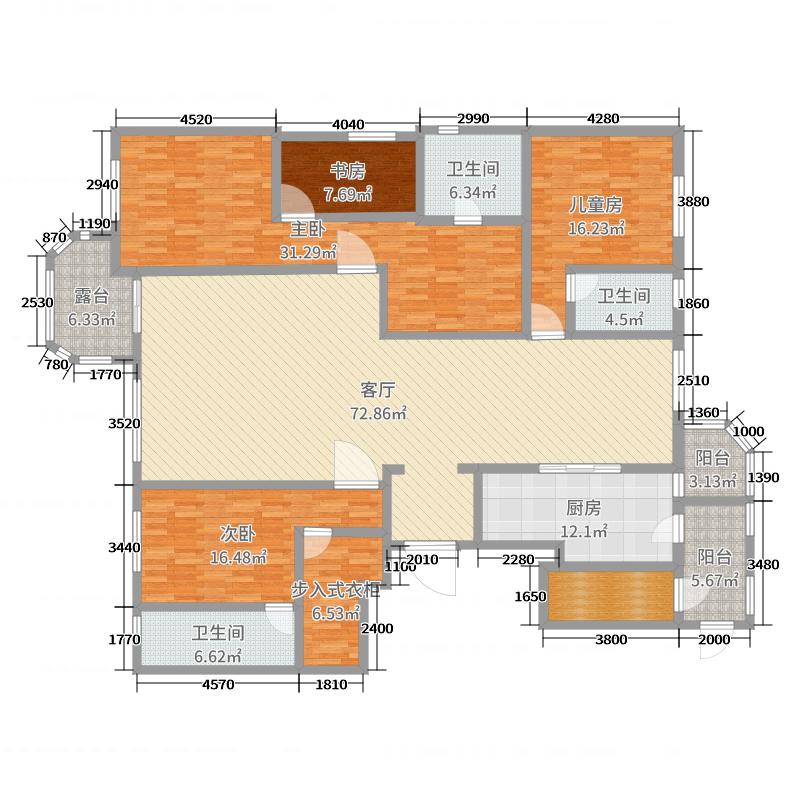 天山九峰4室1厅3卫1厨251.00㎡户型图