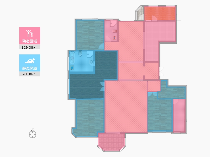 天山九峯4室2厅3卫1厨257.00㎡动静分区图