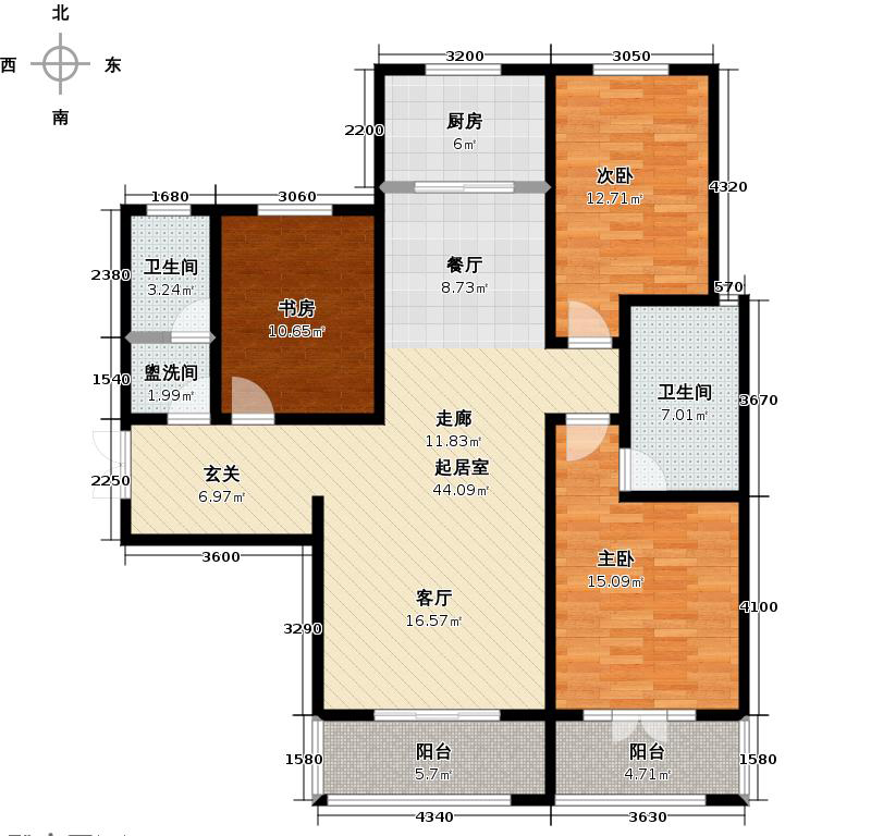 帝王国际3室2厅2卫1厨147㎡户型图