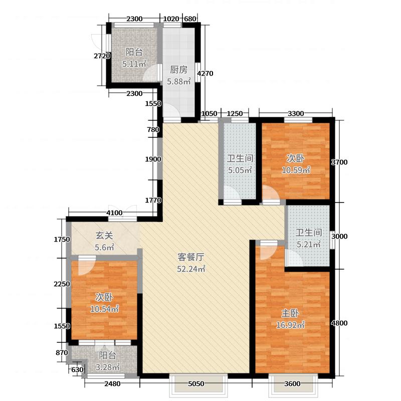 帝王国际3室2厅2卫1厨163㎡户型图