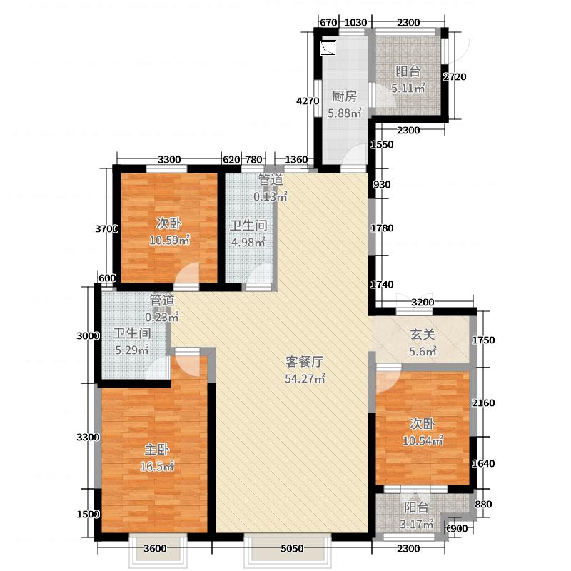 帝王国际3室2厅2卫1厨165㎡户型图