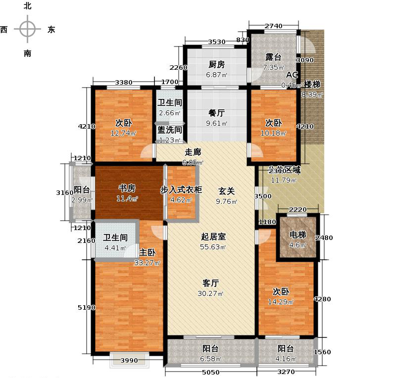 帝王国际4室2厅2卫1厨204㎡户型图