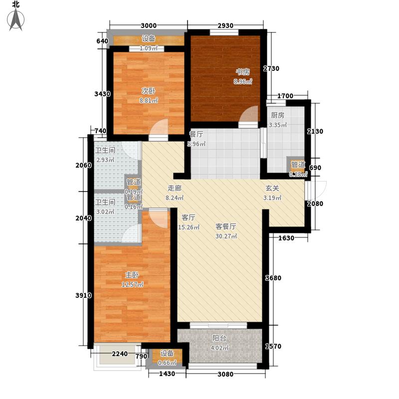 天下锦程3室1厅2卫1厨112.00㎡户型图