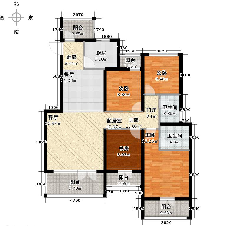 天下锦程4室3厅2卫1厨135.00㎡户型图