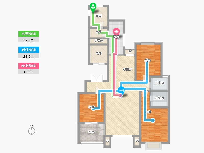 盛世御城3室1厅2卫1厨165㎡动静线图