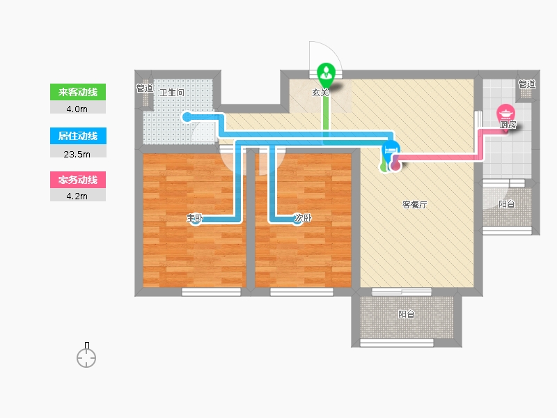 长久中心公园9号2室1厅1卫1厨93㎡动静线图