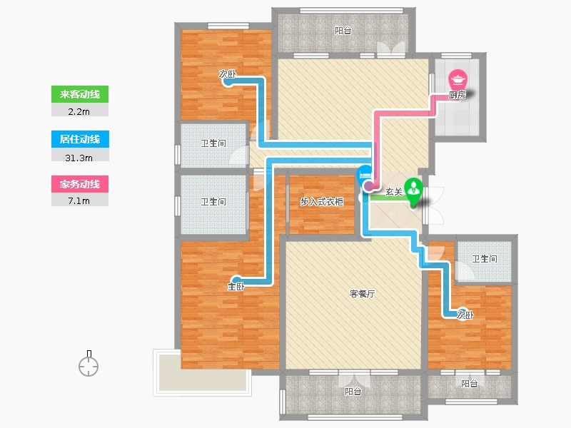 荣盛华府3室2厅3卫1厨200㎡动静线图