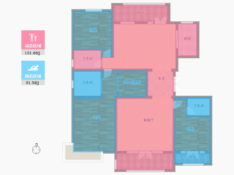 荣盛华府3室2厅3卫1厨200㎡动静分区图