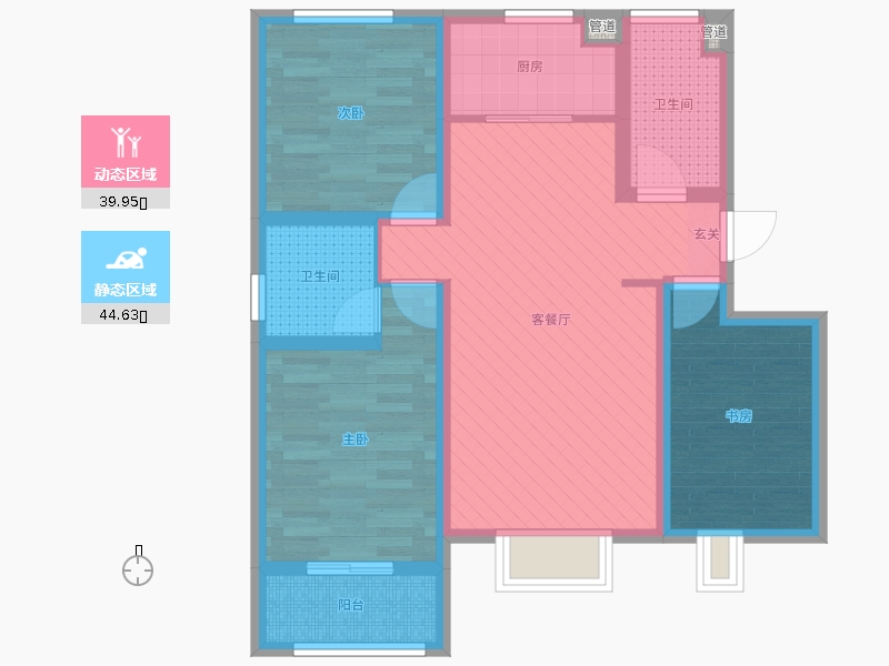 中山尚城3室2厅2卫1厨113㎡动静分区图