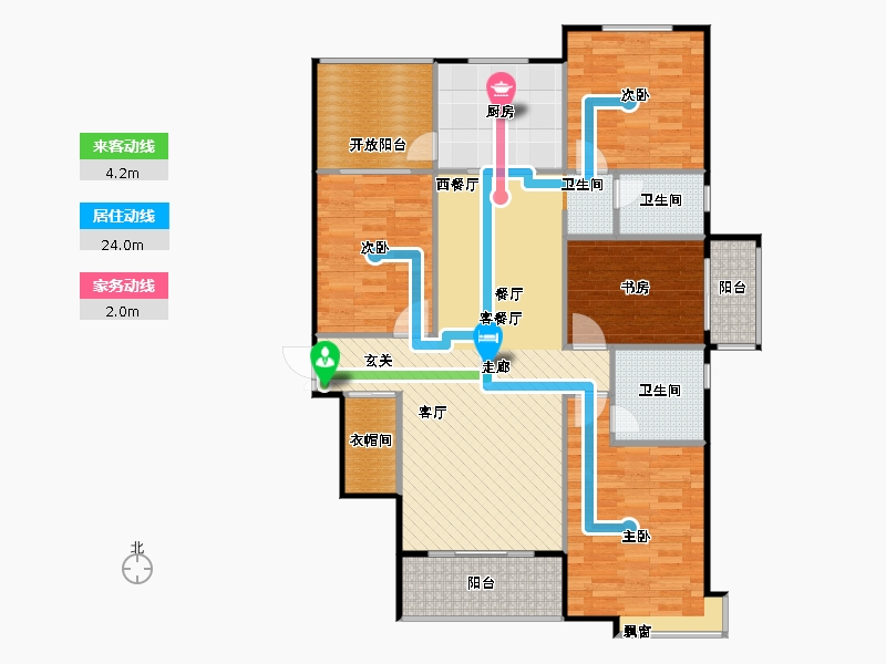 鑫界9号院4室1厅2卫1厨160㎡动线图