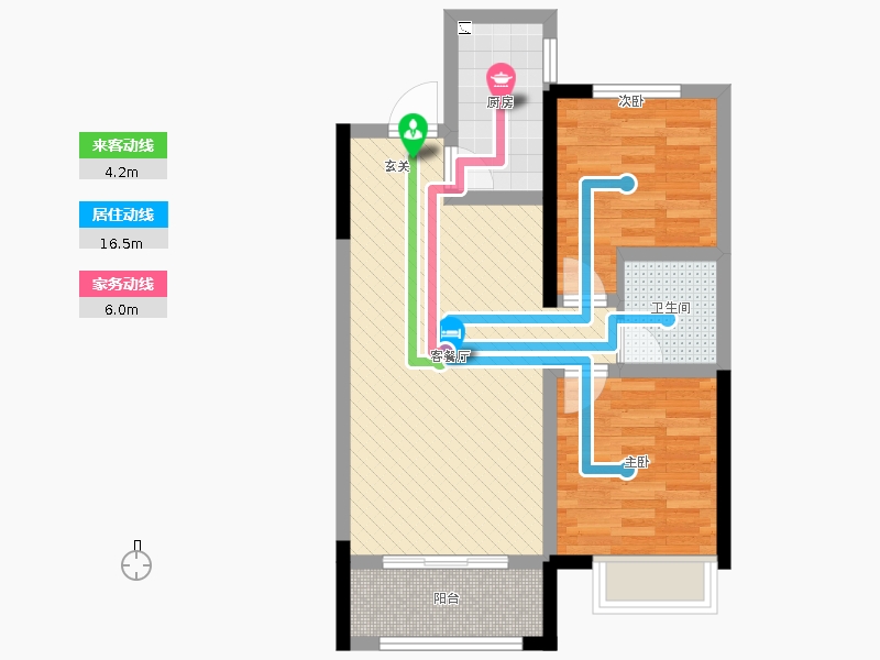 保利西悦春天2室2厅1卫1厨85㎡动静线图