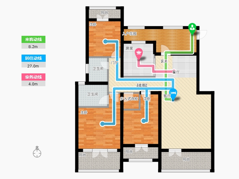 天下锦程3室3厅2卫1厨132㎡动静线图