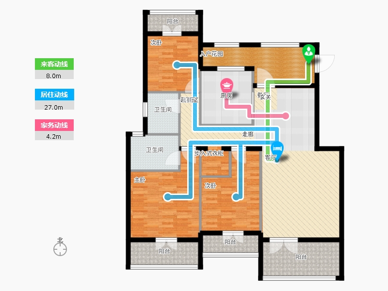 天下锦程3室3厅2卫1厨138㎡动静线图