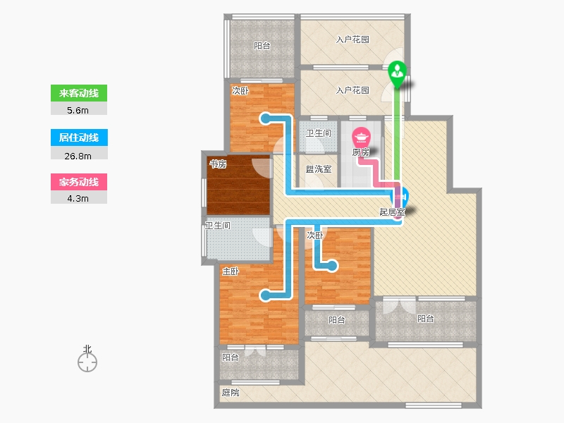 天下锦程4室2厅2卫1厨167㎡动静线图