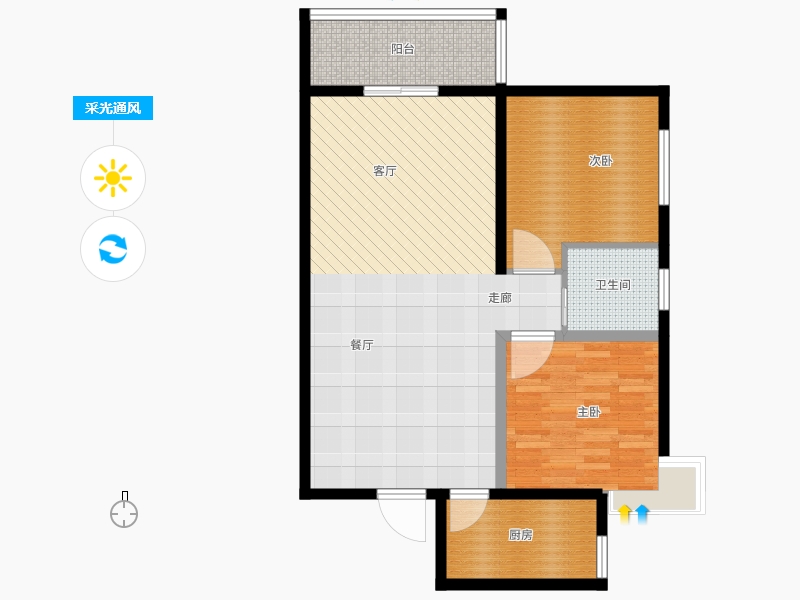 同祥城2室2厅1卫1厨122㎡采光通风图